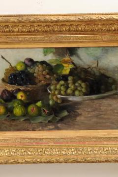 French Framed Oil on Canvas Painting Depicting Grapes and Figs circa 1875 - 3441704