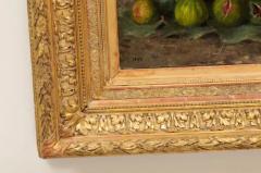 French Framed Oil on Canvas Painting Depicting Grapes and Figs circa 1875 - 3441867