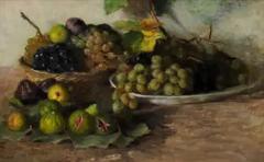 French Framed Oil on Canvas Painting Depicting Grapes and Figs circa 1875 - 3443337