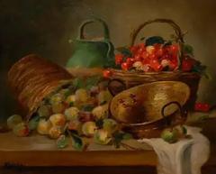 French Framed Oil on Canvas Still Life Painting Signed Morin Depicting Fruits - 3425078