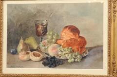 French Framed Still Life Watercolor Signed Jacques Redelsperger circa 1887 - 3472592