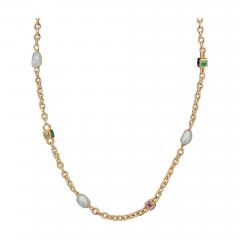 French Gem set Colored Diamond and Baroque Pearl Necklace - 3256835