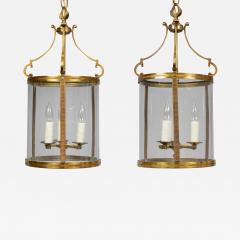 French Gilded Brass Hall Lanterns a Pair - 3091005