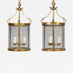 French Gilded Brass Hall Lanterns a Pair - 3091005