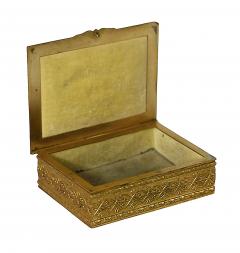 French Gilt Bronze Jewelry Box with Limoges Enamel Portrait Plaque - 3915365