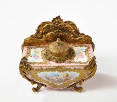 French Gilt Bronze and Pink S vres Porcelain Inkwell Letter Holder circa 1880 - 808189