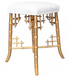 French Giltwood Faux Bamboo Stool By Damon et Cie Paris - 4757694