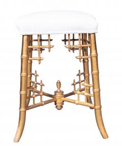 French Giltwood Faux Bamboo Stool By Damon et Cie Paris - 4757772