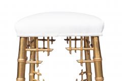 French Giltwood Faux Bamboo Stool By Damon et Cie Paris - 4757774