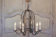 French Gothic Style Cage Shaped Wrought Iron Six Light Chandelier USA Wired - 3608493