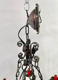 French Gothic Style Wrought Iron 6 Arms Rectangular Chandelier or Pendant - 3100645