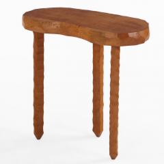 French Gouge Carved Oak Side Table C 1960  - 4534693