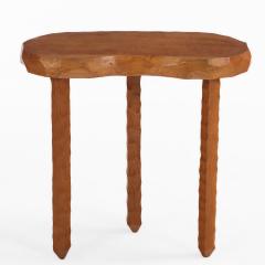 French Gouge Carved Oak Side Table C 1960  - 4534694