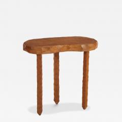 French Gouge Carved Oak Side Table C 1960  - 4534806