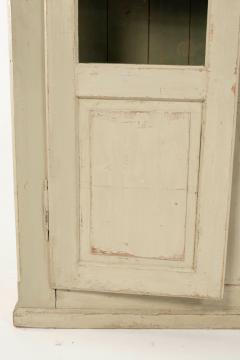 French Green Gray Painted Cabinet with Glazed Panels - 3943210