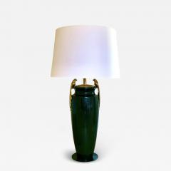 French Green Lacquered Large Table Lamp circa 1940 - 4335310