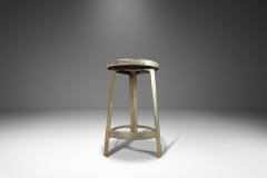 French Hammered Solid Aluminum Industrial Counter Height Bar Stool France - 2935337