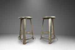 French Hammered Solid Aluminum Industrial Counter Height Bar Stool France - 2935338