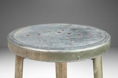 French Hammered Solid Aluminum Industrial Counter Height Bar Stool France - 2935344