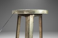 French Hammered Solid Aluminum Industrial Counter Height Bar Stool France - 2935345
