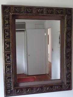 French Hand Carved Silver and Gilt Wood Mid Century Modern Neoclassical Mirror - 1746766