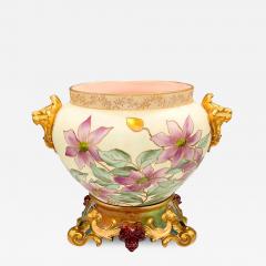 French Hand Painted Gilt Limoges Porcelain Jardiniere Base - 3624970