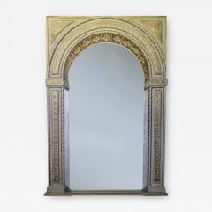 French Hand Painted Trompe LOeil Trumeau Mirror - 2053913