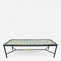French Hand Painted and Bronze Trimmed Coffee Table - 2429661