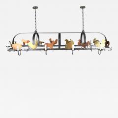 French Hanging Iron Pot Pan Farm Animal Figures Chandelier Pendant 10 bulbs - 3731636