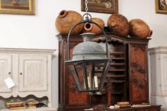 French Hexagonal Three Light Copper Lanterns with Domed Tops Sold Each - 3587909