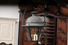 French Hexagonal Three Light Copper Lanterns with Domed Tops Two Sold Each - 3588018