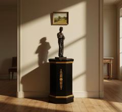 French Hollywood Regency Ebonized Pedestal Column style of Maison Jansen - 4502681