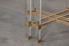 French Hollywood Regency Lucite Glass Brass Dining Table - 2680600