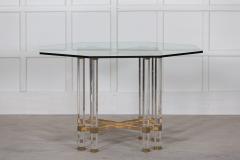 French Hollywood Regency Lucite Glass Brass Dining Table - 2680603
