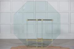 French Hollywood Regency Lucite Glass Brass Dining Table - 2680604