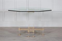 French Hollywood Regency Lucite Glass Brass Dining Table - 2680606