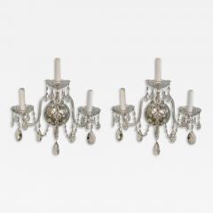 French Hollywood Regency Style Crystal Wall Sconce a Pair - 3351431