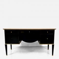 French Hollywood Regency Style Ebony Lacquer Executive Desk Writing Table - 3279955