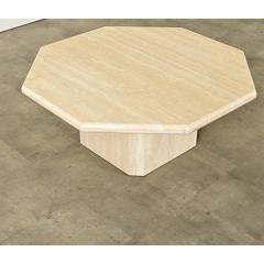 French Hollywood Regency Travertine Coffee Table - 3954802