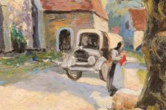 French Impressionist Style 1950s Oil on Canvas Painting Depicting a Small Church - 3491543