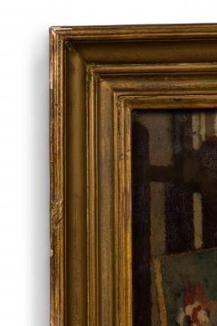 French Impressionist portrait of a young lady studying a still life painting by - 4630144