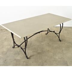French Iron Base Dining Table Painted Wood Top - 4205893