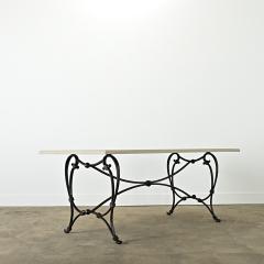 French Iron Base Dining Table Painted Wood Top - 4205909