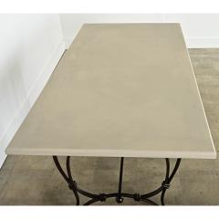 French Iron Base Dining Table Painted Wood Top - 4205912