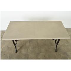 French Iron Base Dining Table Painted Wood Top - 4205914
