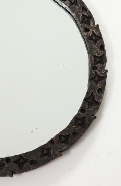 French Iron Circular Brutalist Mirror c 1950s - 2879943