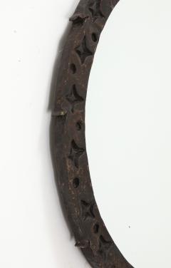 French Iron Circular Brutalist Mirror c 1950s - 2879948