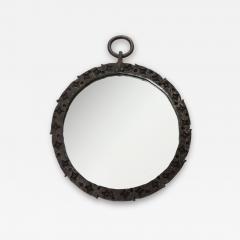 French Iron Circular Brutalist Mirror c 1950s - 2883235