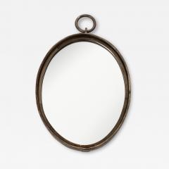 French Iron Oval Mirror with Chain Ring Hook France 1950 - 2972008