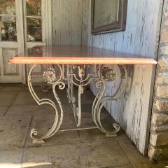French Iron Rojo Alicante Marble Dining Table - 3957905